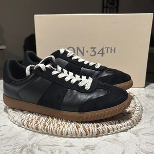 Black and Brown Sneakers with Gum Sole and White Accents